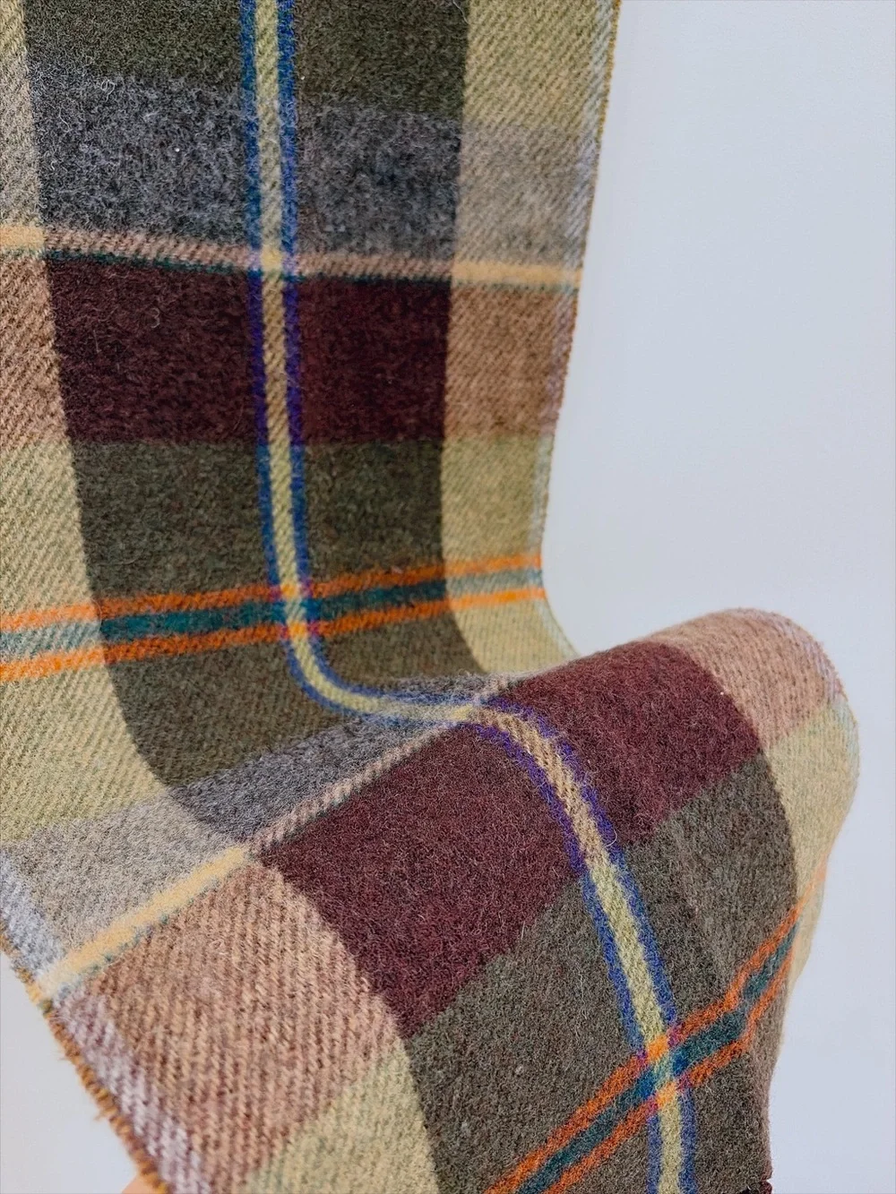 Polo by Ralph Lauren Olive & Brown Plaid Scarf with Orange Trim